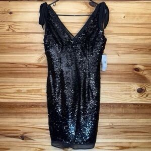 Aidan Mattox Black sequin cocktail dress women’s 6 NWT $195